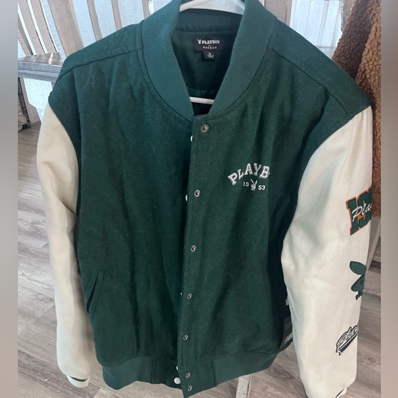 PLAYBOY Other - PLAYBOY Green and Cream Varsity Jacket